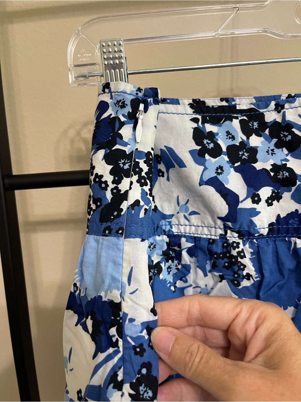 LOFT Outlet Blue Floral A-Line Skirt 12 Preppy Coastal Grandmillennial Summer - Picture 10 of 13